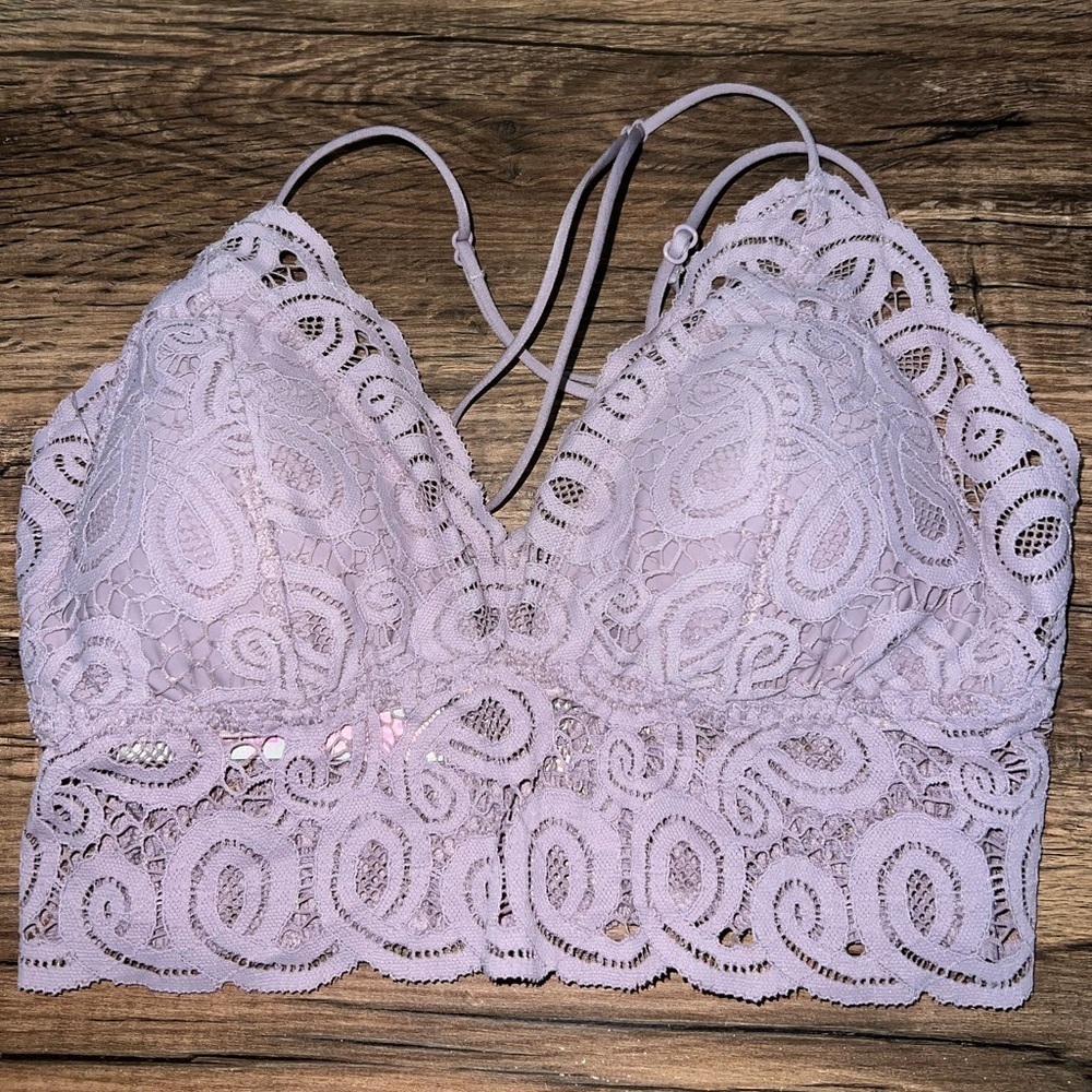 PINK Crochet Lace Bralette in Pink (M)